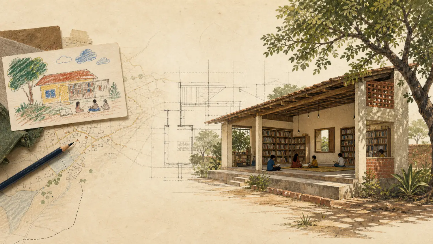 A child’s drawing, a library plan and a welcoming rural reading room